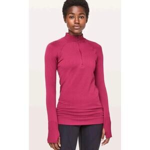 Lululemon Rest Less Half Zip Pullover Ruby Quarter Zip Mock Neck Long Sleeve 6